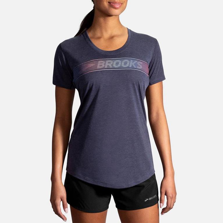 Brooks Distance Graphic Running Tank Top - Women's - Grey (70289-HJNV)